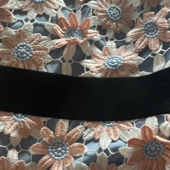 Self Portrait Off Shoulder Mini Dress, Floral Details- Size 0. Blue, Pink, White - Picture 7 of 7